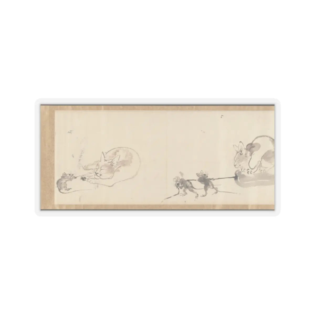 Kawanabe Kyōsai 河鍋暁斎 - Frolicking Figures and Animals - 19th century v12 - STICKER Vinyl Kiss-Cut Decal