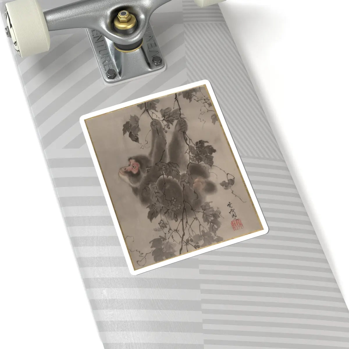Kawanabe Kyōsai 河鍋暁斎 - Monkey Hanging from Grapevines - ca. 1887 - STICKER Vinyl Kiss-Cut Decal