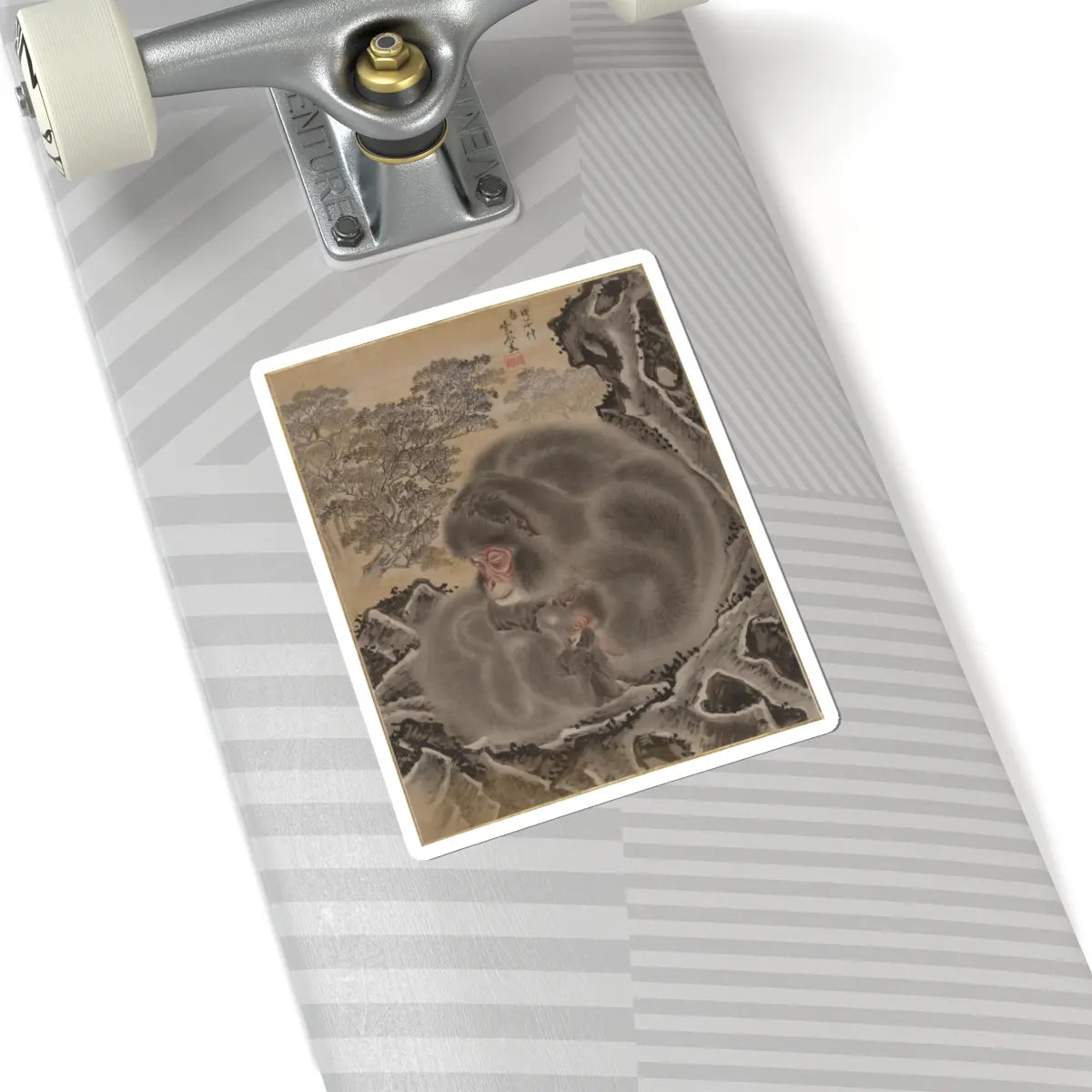Kawanabe Kyōsai 河鍋暁斎 - Monkeys - March 1888 - STICKER Vinyl Kiss-Cut Decal