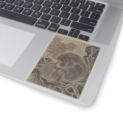 Kawanabe Kyōsai 河鍋暁斎 - Monkeys - March 1888 - STICKER Vinyl Kiss-Cut Decal