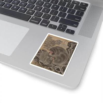 Kawanabe Kyōsai 河鍋暁斎 - Monkeys - March 1888 - STICKER Vinyl Kiss-Cut Decal