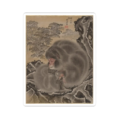Kawanabe Kyōsai 河鍋暁斎 - Monkeys - March 1888 - STICKER Vinyl Kiss-Cut Decal
