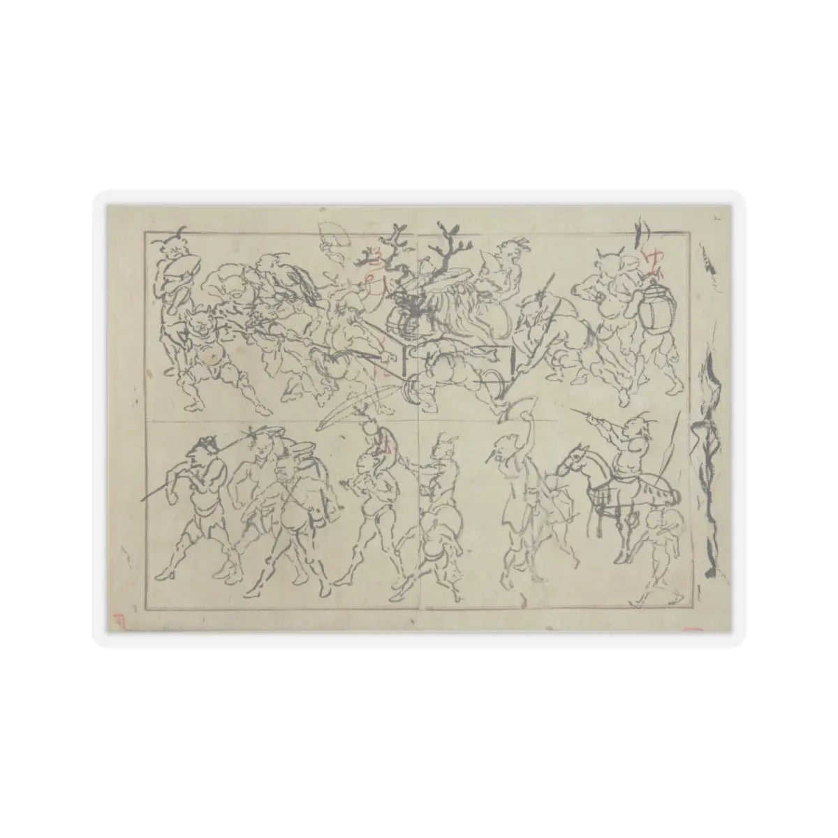 Kawanabe Kyōsai 河鍋暁斎 - Preliminary Drawings of Demons - late 19th century - STICKER Vinyl Kiss-Cut Decal