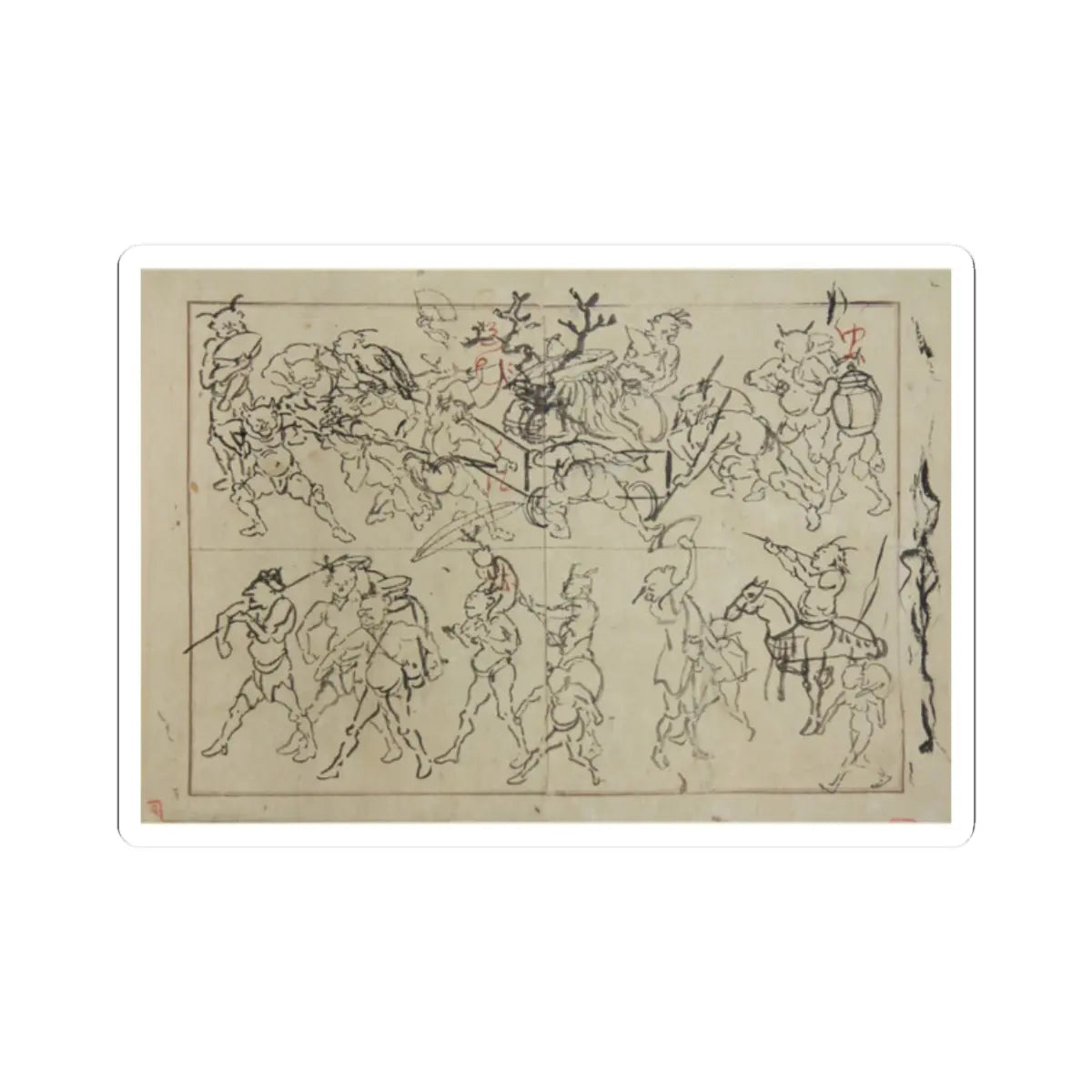 Kawanabe Kyōsai 河鍋暁斎 - Preliminary Drawings of Demons - late 19th century - STICKER Vinyl Kiss-Cut Decal