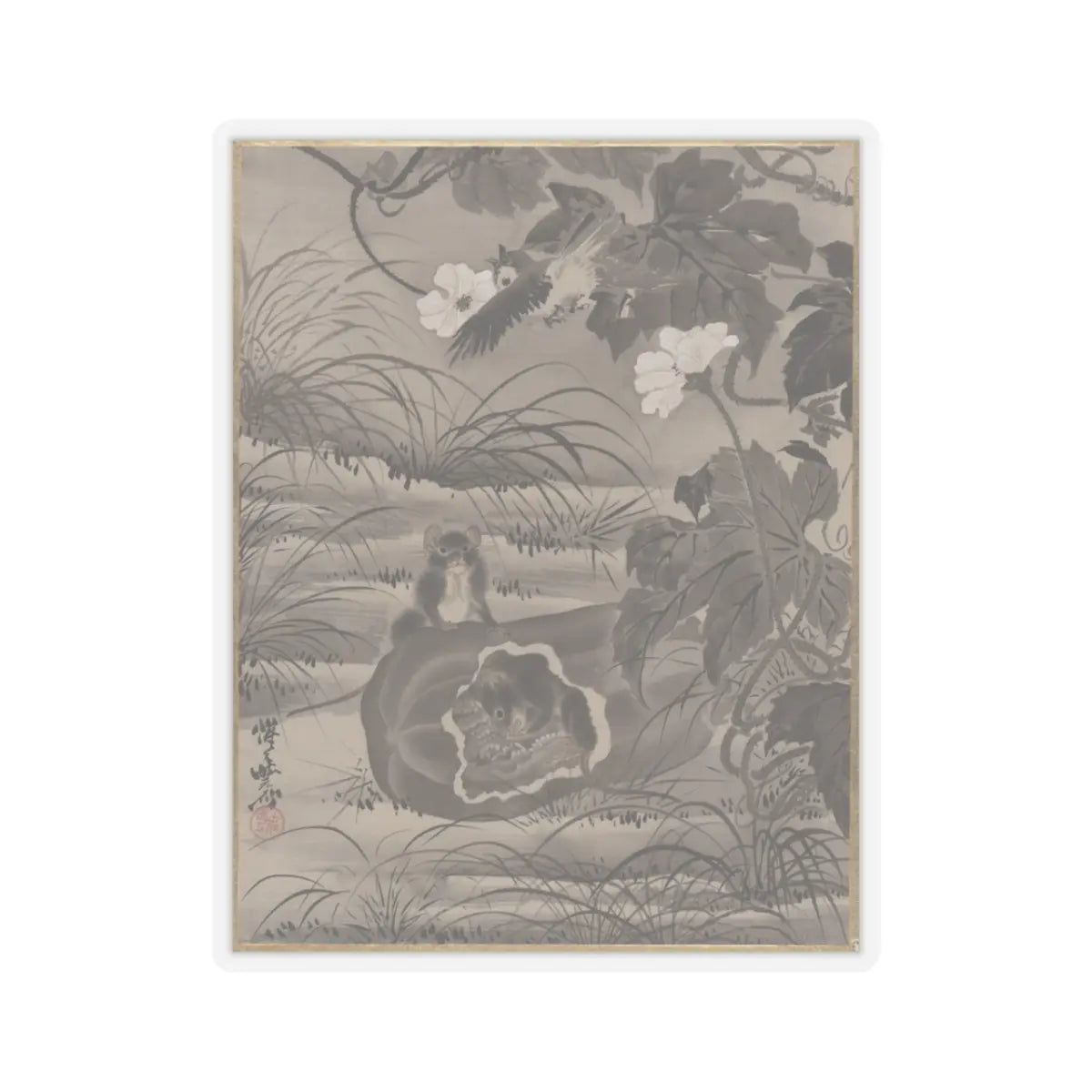 Kawanabe Kyōsai 河鍋暁斎 - Rats and Gourd - ca. 1887 - STICKER Vinyl Kiss-Cut Decal