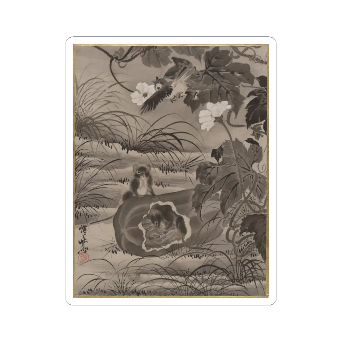 Kawanabe Kyōsai 河鍋暁斎 - Rats and Gourd - ca. 1887 - STICKER Vinyl Kiss-Cut Decal