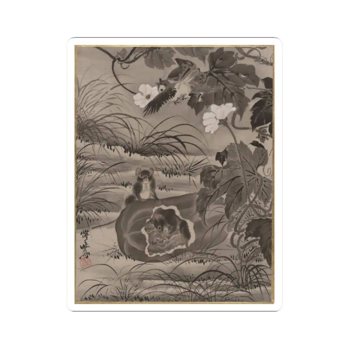 Kawanabe Kyōsai 河鍋暁斎 - Rats and Gourd - ca. 1887 - STICKER Vinyl Kiss-Cut Decal