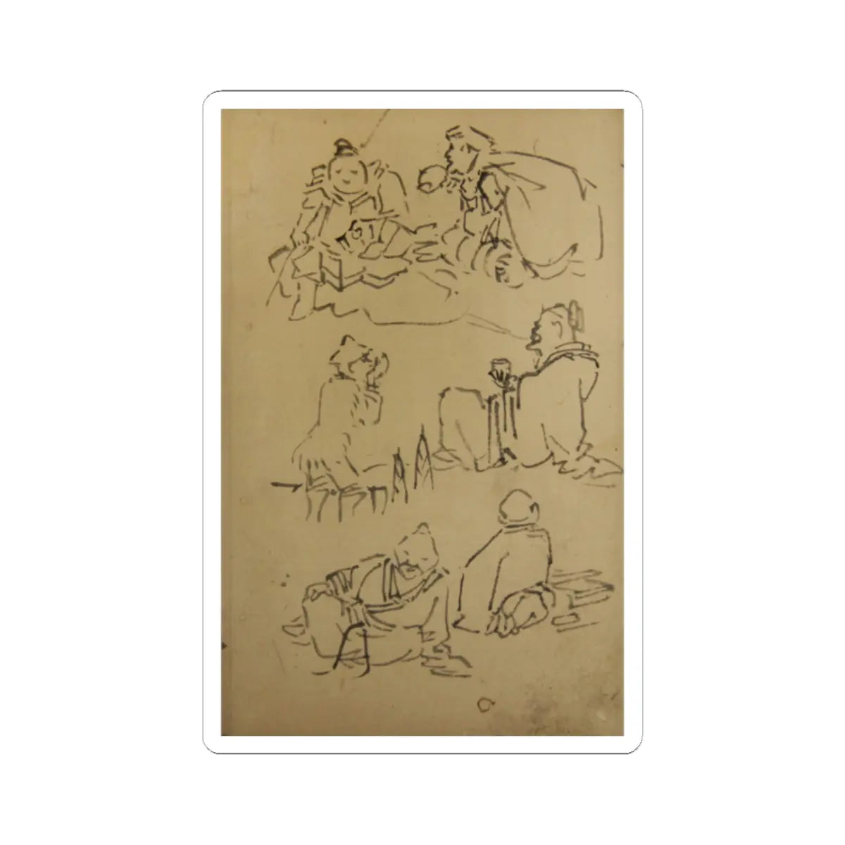 Kawanabe Kyōsai 河鍋暁斎 - Sketches of East Asian Legendary Figures - late 19th century - STICKER Vinyl Kiss-Cut Decal