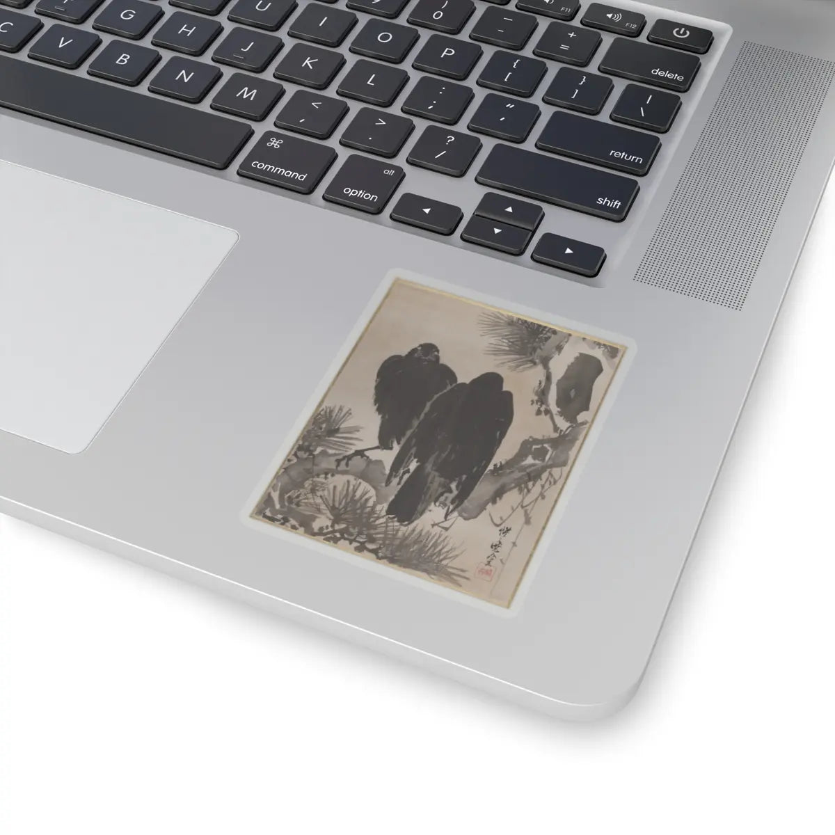 Kawanabe Kyōsai 河鍋暁斎 - Two Crows on a Pine Branch - ca. 1887 - STICKER Vinyl Kiss-Cut Decal