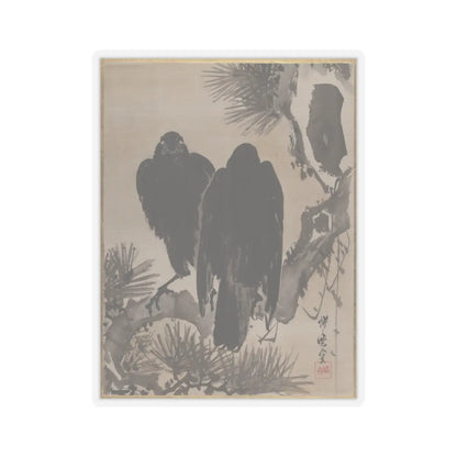 Kawanabe Kyōsai 河鍋暁斎 - Two Crows on a Pine Branch - ca. 1887 - STICKER Vinyl Kiss-Cut Decal