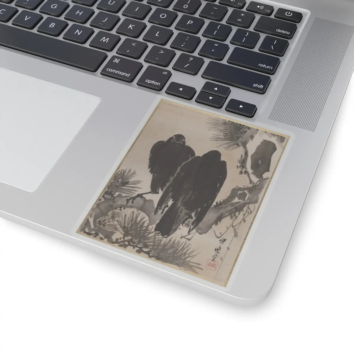 Kawanabe Kyōsai 河鍋暁斎 - Two Crows on a Pine Branch - ca. 1887 - STICKER Vinyl Kiss-Cut Decal