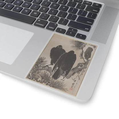 Kawanabe Kyōsai 河鍋暁斎 - Two Crows on a Pine Branch - ca. 1887 - STICKER Vinyl Kiss-Cut Decal