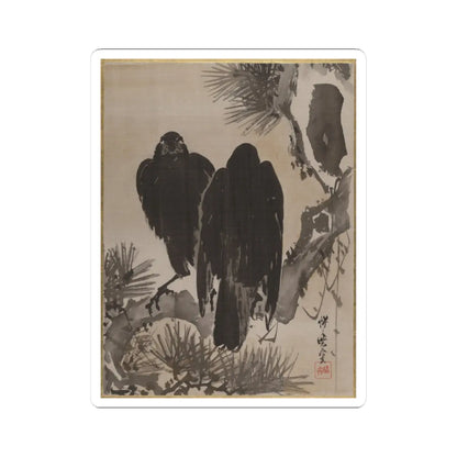 Kawanabe Kyōsai 河鍋暁斎 - Two Crows on a Pine Branch - ca. 1887 - STICKER Vinyl Kiss-Cut Decal
