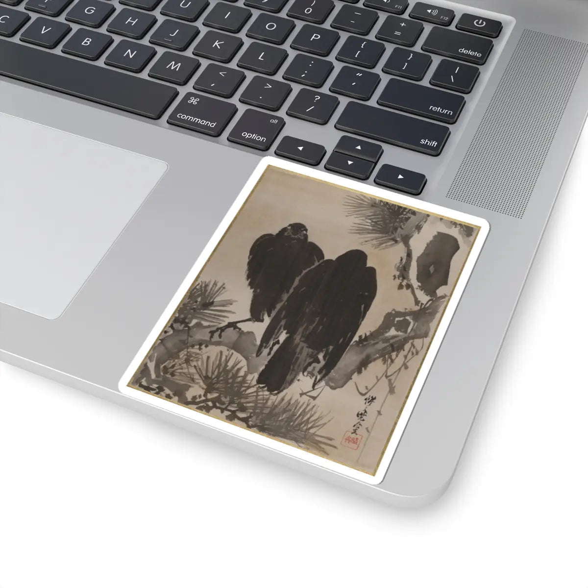 Kawanabe Kyōsai 河鍋暁斎 - Two Crows on a Pine Branch - ca. 1887 - STICKER Vinyl Kiss-Cut Decal