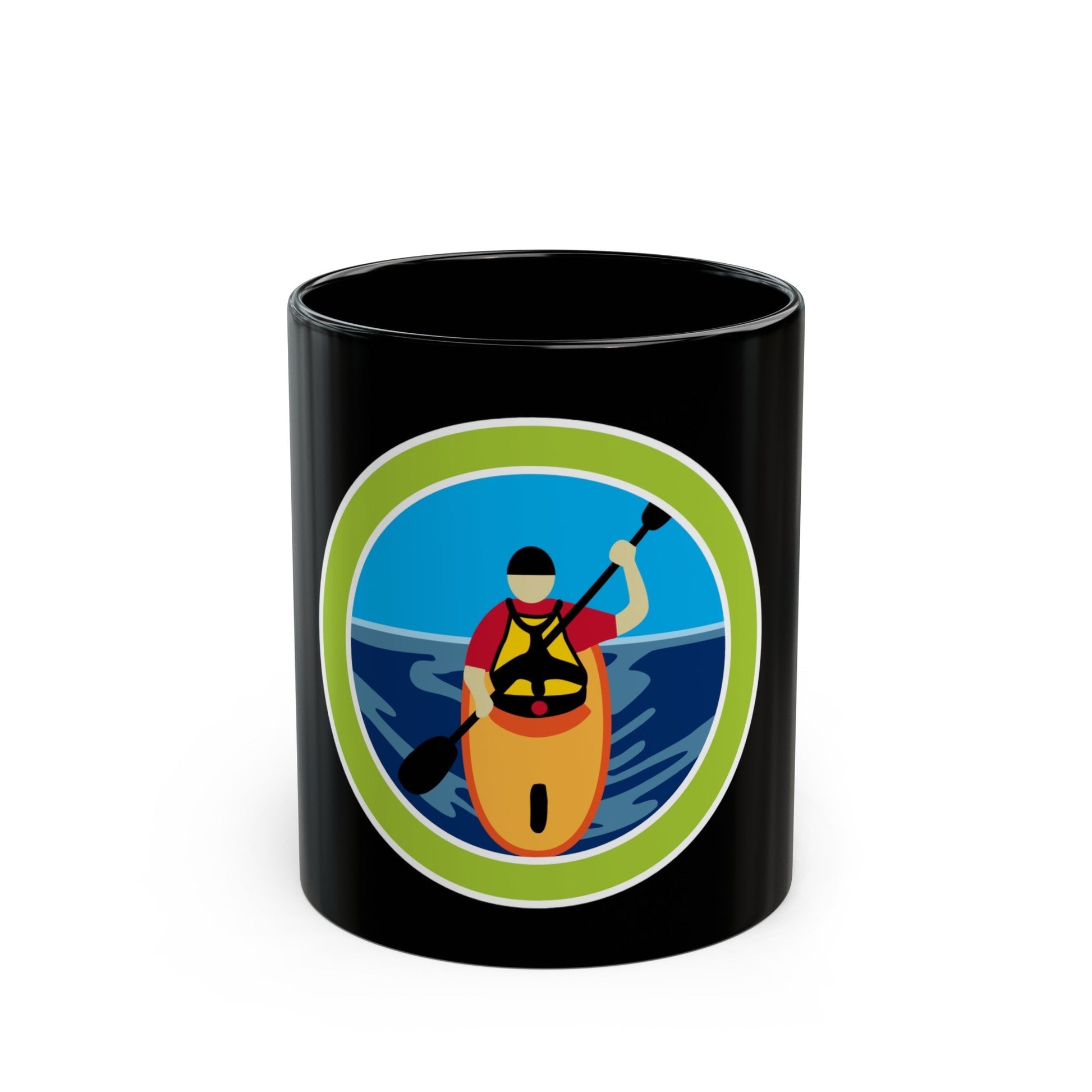 Kayaking (Boy Scout Merit Badge) Black Coffee Mug-11oz-The Sticker Space