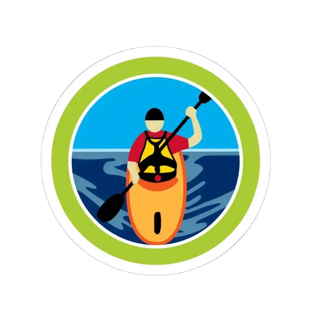 Kayaking (Boy Scout Merit Badge) STICKER Vinyl Kiss-Cut Decal 4 Inch White - The Sticker Space
