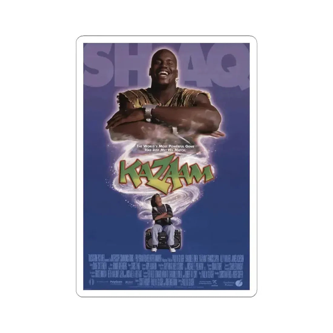 Kazaam 1996 Movie Poster - STICKER Vinyl Kiss-Cut Decal 3 Inch White - The Sticker Space