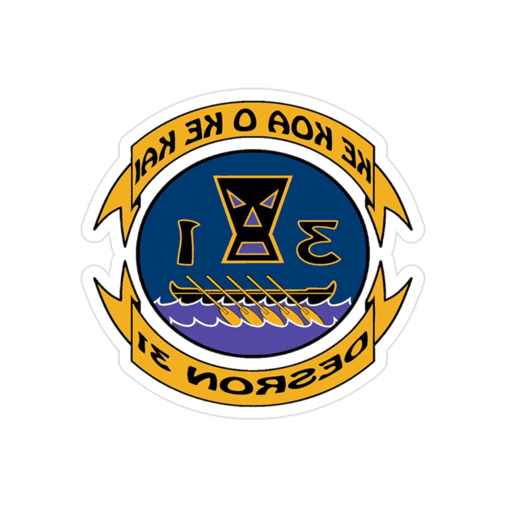 Ke Koa O Ke Kai DESRON 31 (U.S. Navy) REVERSE PRINT Transparent STICKER-2" × 2"-The Sticker Space