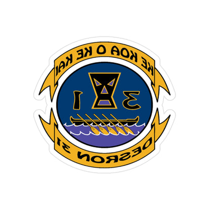 Ke Koa O Ke Kai DESRON 31 (U.S. Navy) REVERSE PRINT Transparent STICKER-2" × 2"-The Sticker Space