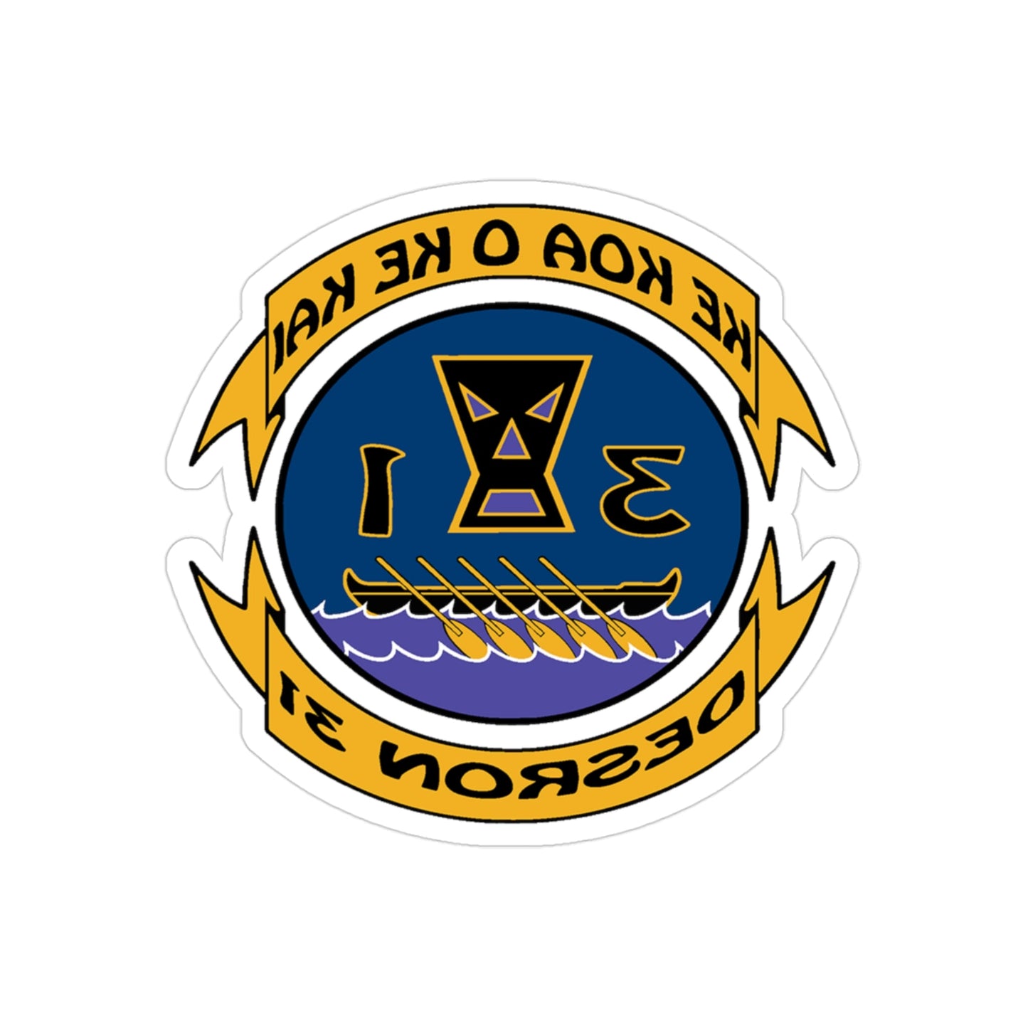 Ke Koa O Ke Kai DESRON 31 (U.S. Navy) REVERSE PRINT Transparent STICKER-3" × 3"-The Sticker Space