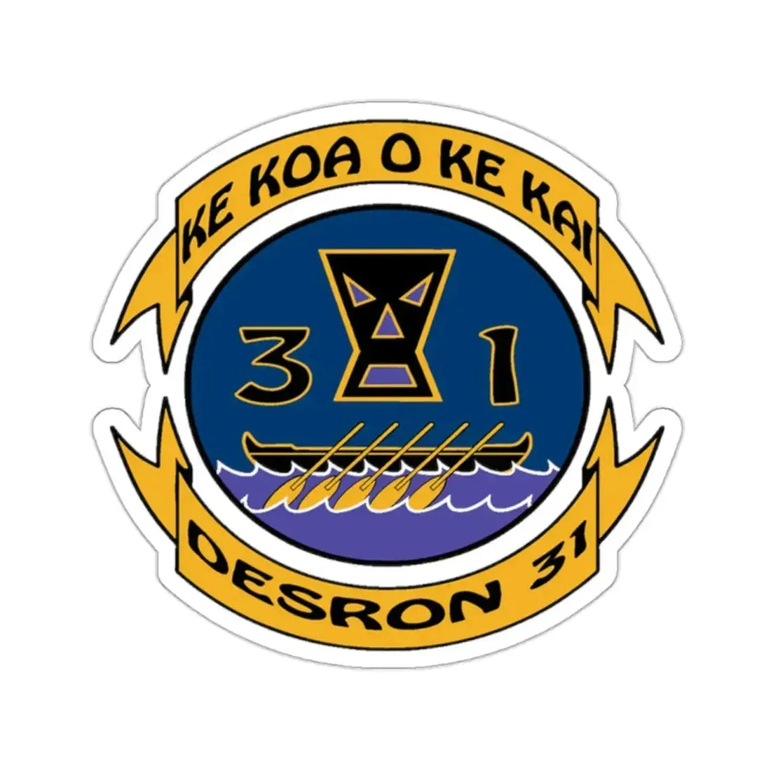 Ke Koa O Ke Kai DESRON 31 (U.S. Navy) STICKER Vinyl Kiss-Cut Decal 2 Inch White - The Sticker Space