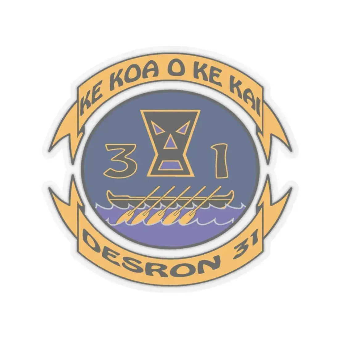Ke Koa O Ke Kai DESRON 31 (U.S. Navy) STICKER Vinyl Kiss-Cut Decal 3 Inch Transparent - The Sticker Space