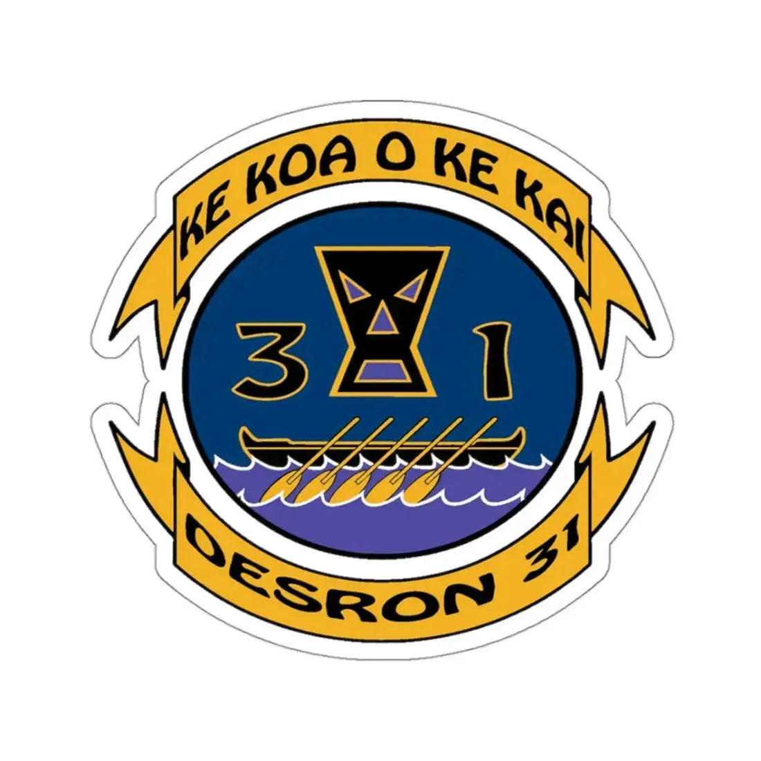 Ke Koa O Ke Kai DESRON 31 (U.S. Navy) STICKER Vinyl Kiss-Cut Decal 3 Inch White - The Sticker Space