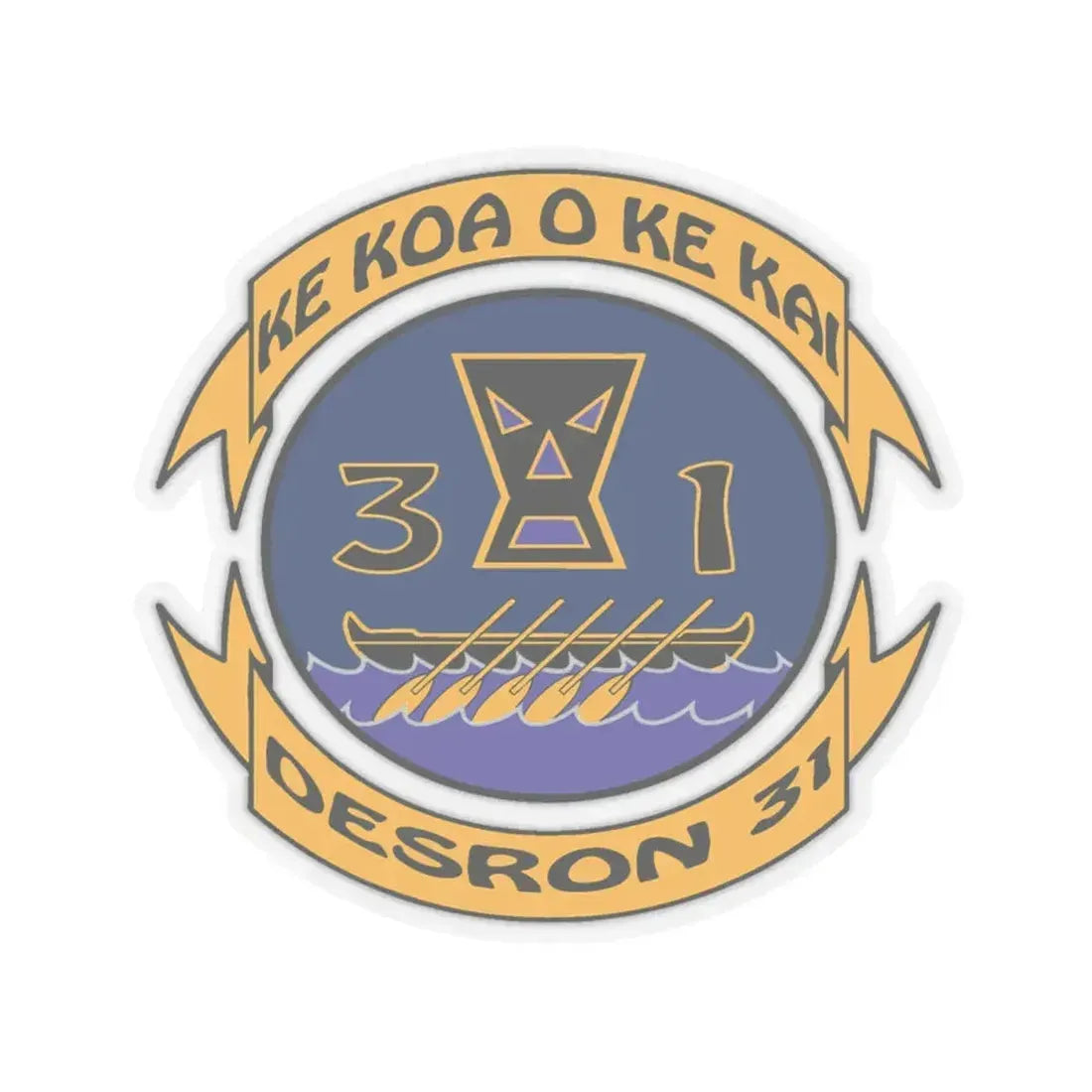 Ke Koa O Ke Kai DESRON 31 (U.S. Navy) STICKER Vinyl Kiss-Cut Decal 4 Inch Transparent - The Sticker Space