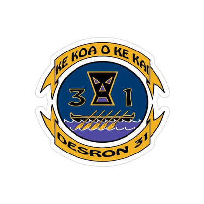 Ke Koa O Ke Kai DESRON 31 (U.S. Navy) Transparent STICKER Die-Cut Vinyl Decal 4 Inch Transparent - The Sticker Space