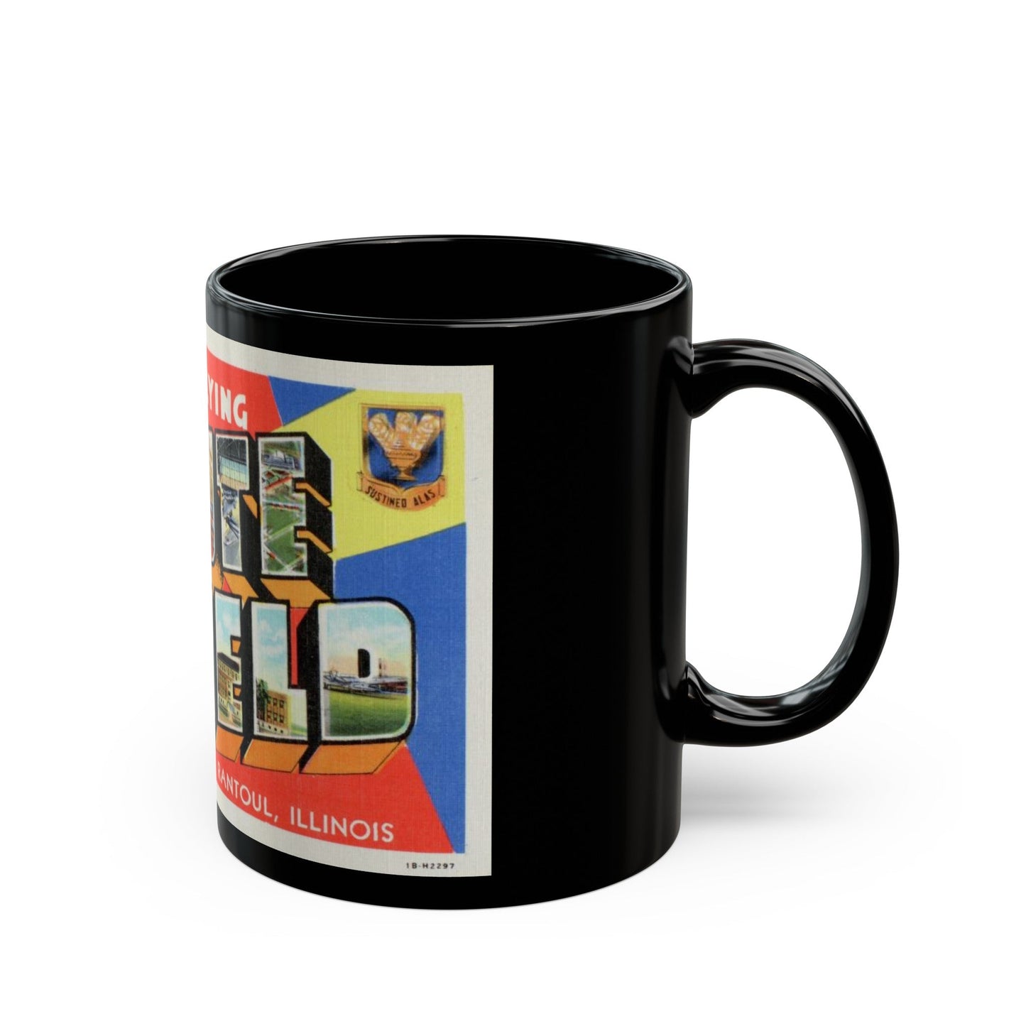 Keep em flying Chanute Field (Greeting Postcards) Black Coffee Mug-The Sticker Space