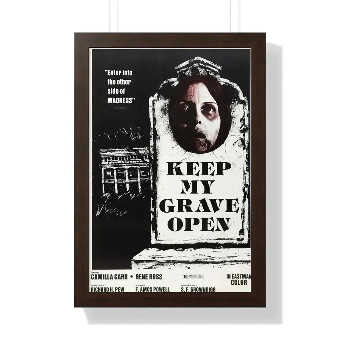 KEEP MY GRAVE OPEN 1977 - Framed Movie Poster 16″ x 24″ Walnut - The Sticker Space