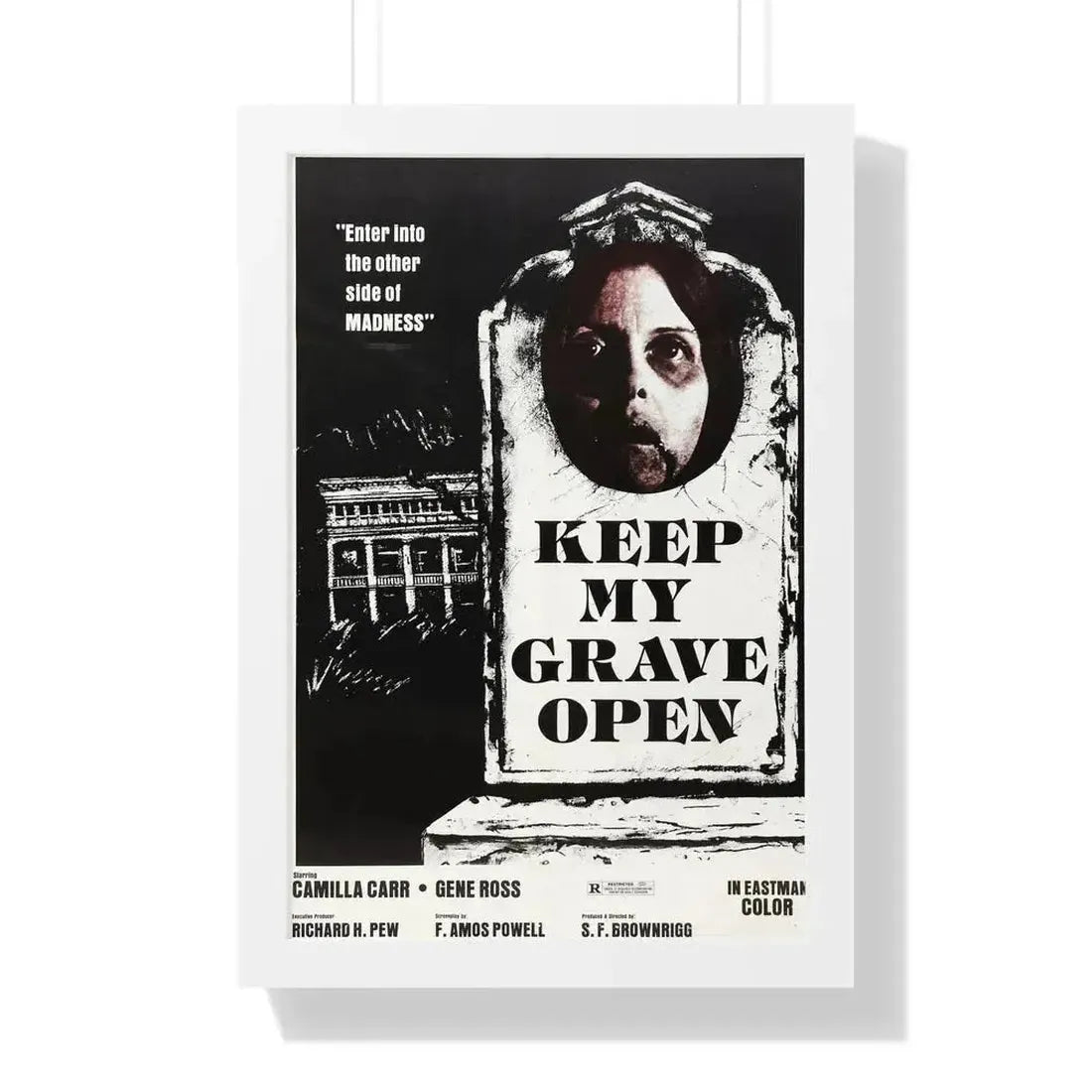KEEP MY GRAVE OPEN 1977 - Framed Movie Poster 16″ x 24″ White - The Sticker Space