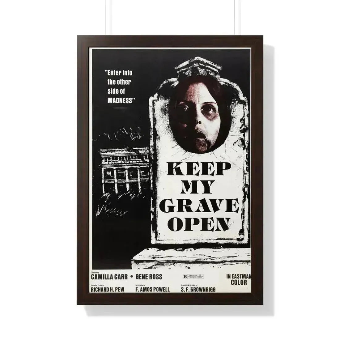 KEEP MY GRAVE OPEN 1977 - Framed Movie Poster 20" x 30" Walnut - The Sticker Space