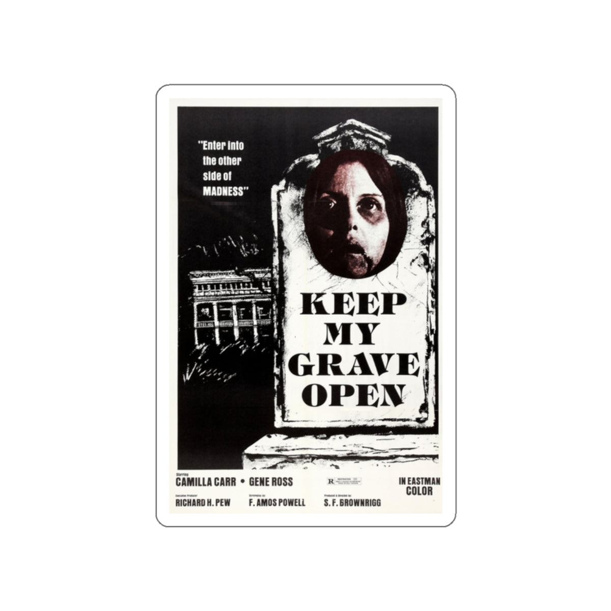 KEEP MY GRAVE OPEN 1977 Movie Poster STICKER Vinyl Die-Cut Decal-2 Inch-The Sticker Space