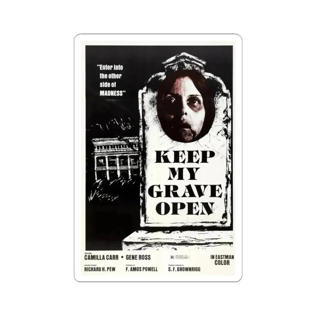 KEEP MY GRAVE OPEN 1977 Movie Poster - STICKER Vinyl Kiss-Cut Decal 6 Inch White - The Sticker Space