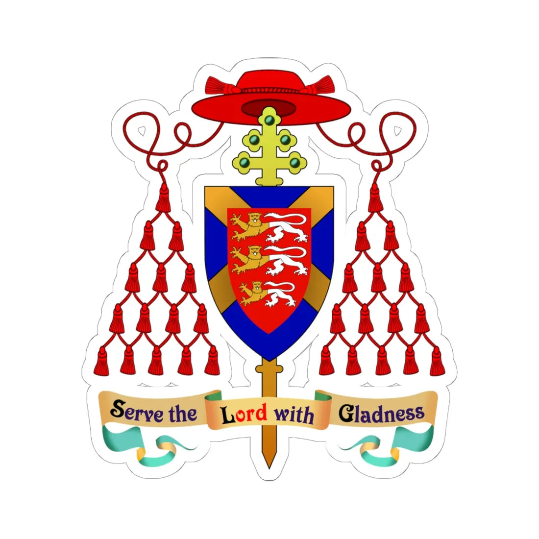 Keith Cardinal OBrien Coat of Arms (United Kingdom) (Coat of Arms) STICKER Vinyl Kiss-Cut Decal 6 Inch White - The Sticker Space