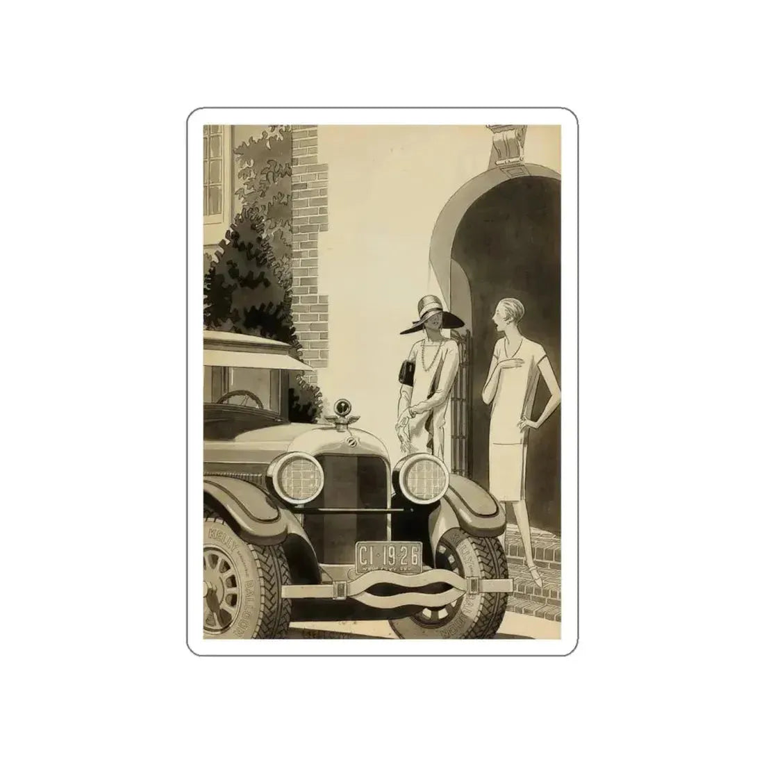 Kelly Tires ad illustration, 1926 (Magazine Illustration) STICKER Vinyl Die-Cut Decal White Die-Cut 4 Inch - The Sticker Space