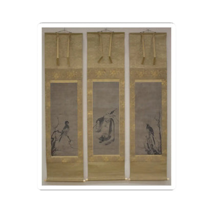 Kenkō Shōkei - Hotei, flanked by panels of birds - late 15th century v2 - STICKER Vinyl Kiss-Cut Decal