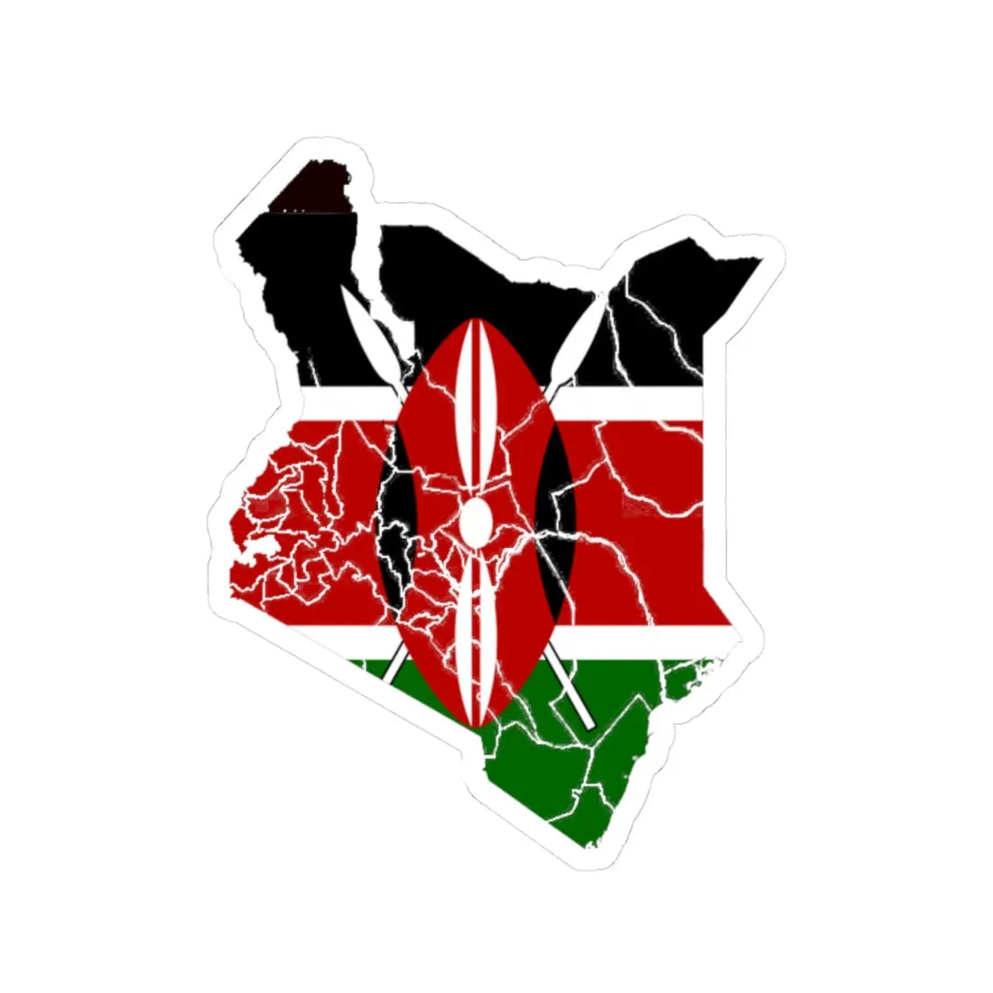 Kenya flag map (Kenya) STICKER Vinyl Kiss-Cut Decal 4 Inch White - The Sticker Space