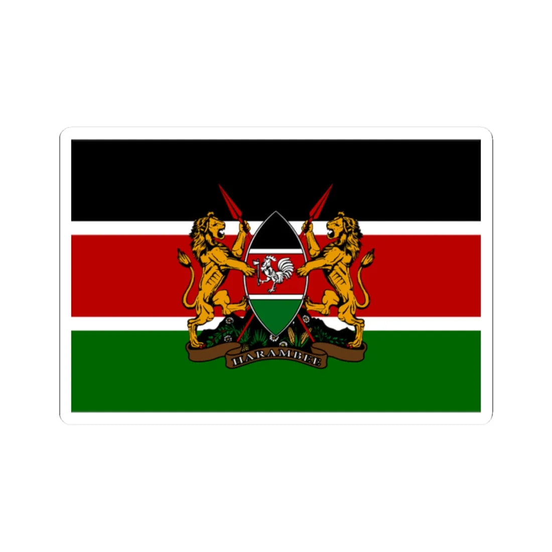 Kenyan coat of arms flag (Kenya) STICKER Vinyl Kiss-Cut Decal 2 Inch White - The Sticker Space