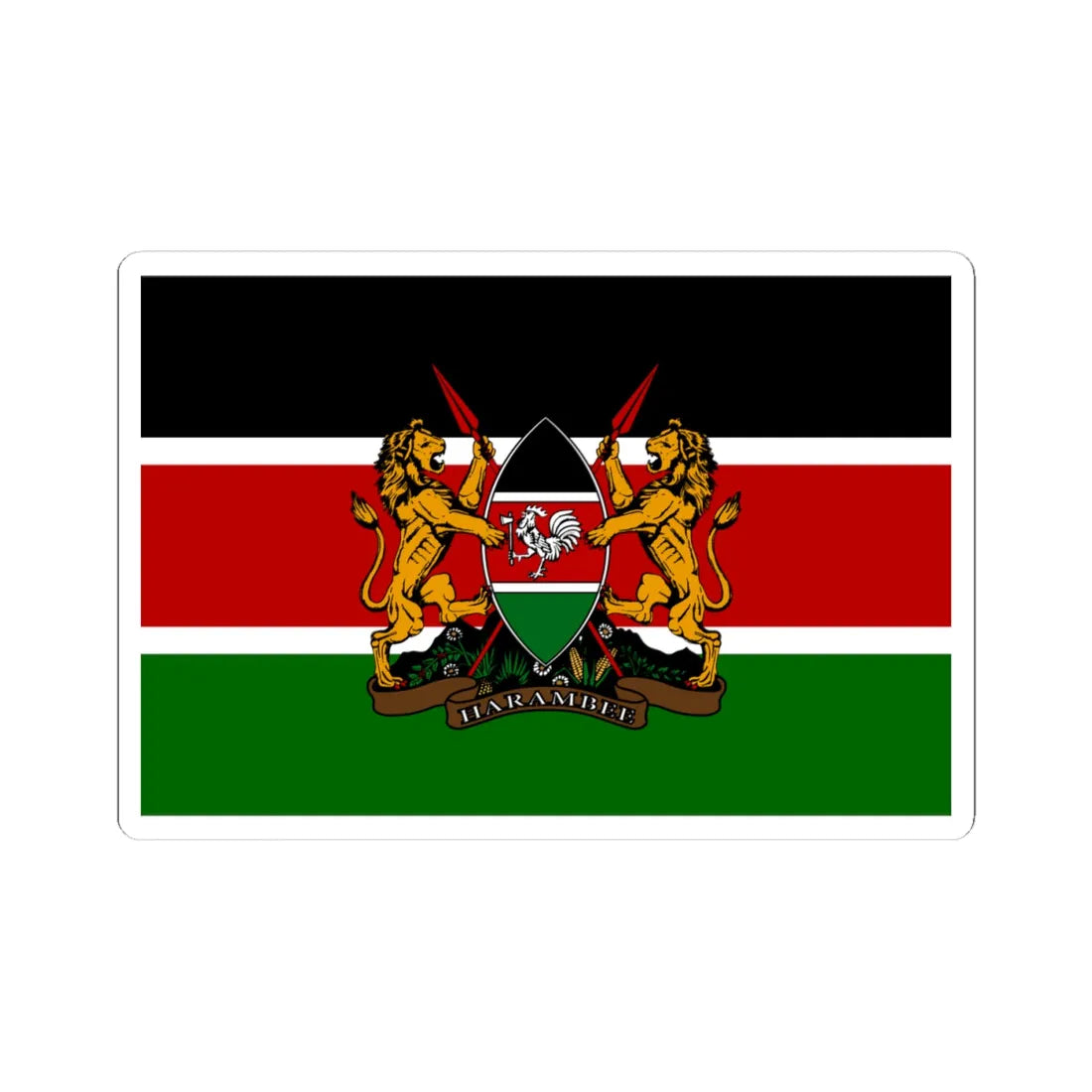 Kenyan coat of arms flag (Kenya) STICKER Vinyl Kiss-Cut Decal 4 Inch White - The Sticker Space