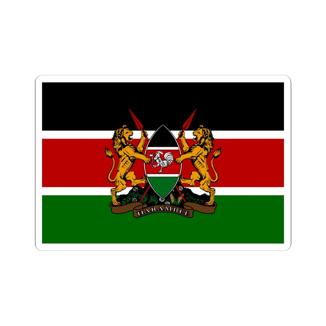 Kenyan coat of arms flag (Kenya) STICKER Vinyl Kiss-Cut Decal 6 Inch White - The Sticker Space