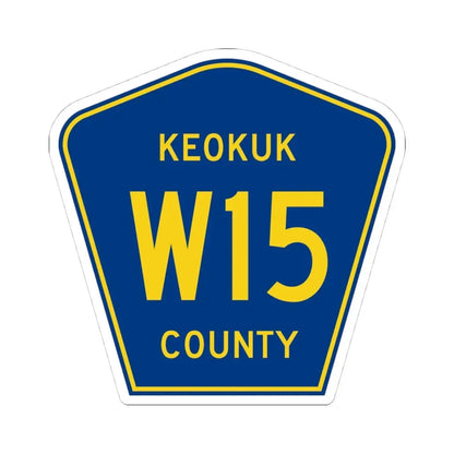 Keokuk County Route W15 IA (Iowa) (Road Sign) STICKER Vinyl Kiss-Cut Decal 4 Inch White - The Sticker Space