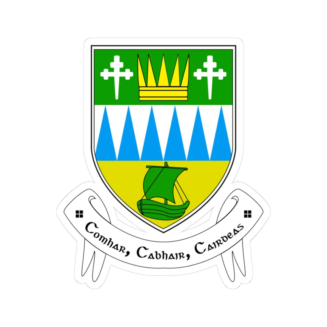 Kerrycocologo (Ireland) (Coat of Arms) STICKER Vinyl Kiss-Cut Decal 3 Inch White - The Sticker Space