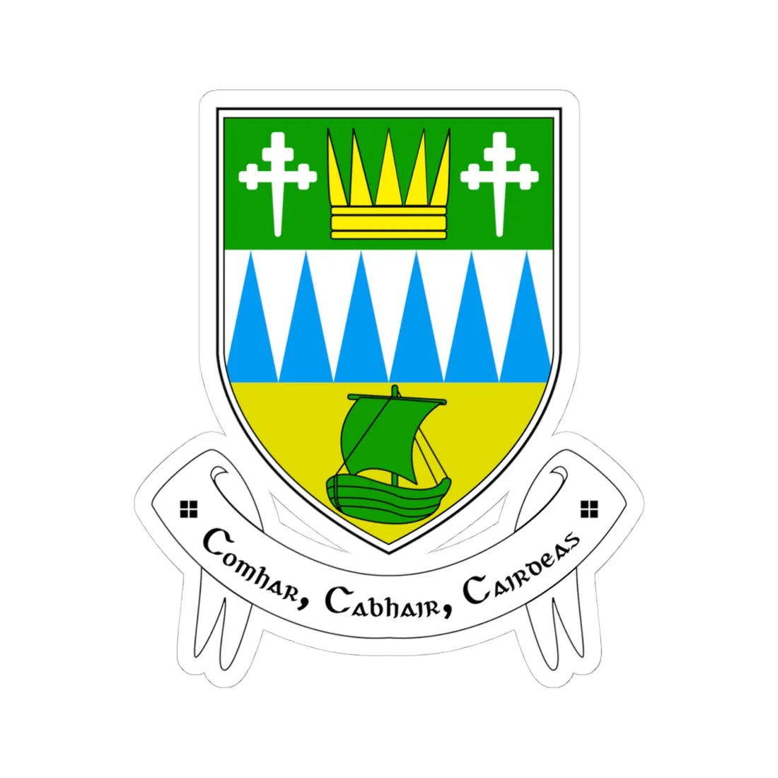 Kerrycocologo (Ireland) (Coat of Arms) STICKER Vinyl Kiss-Cut Decal 4 Inch White - The Sticker Space