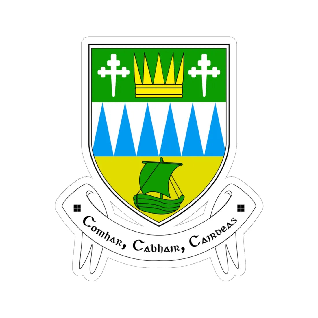 Kerrycocologo (Ireland) (Coat of Arms) STICKER Vinyl Kiss-Cut Decal 6 Inch White - The Sticker Space