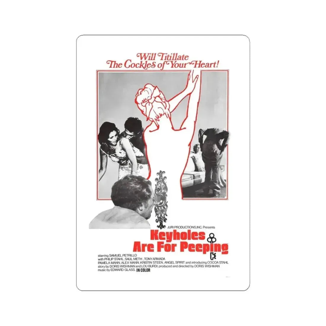 KEYHOLES ARE FOR PEEPING 1972 Movie Poster - STICKER Vinyl Kiss-Cut Decal 3 Inch White - The Sticker Space