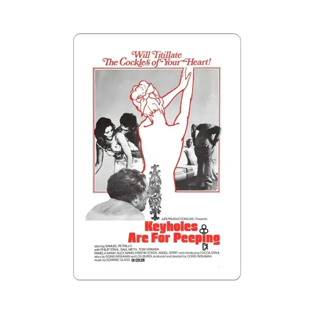 KEYHOLES ARE FOR PEEPING 1972 Movie Poster - STICKER Vinyl Kiss-Cut Decal 4 Inch White - The Sticker Space