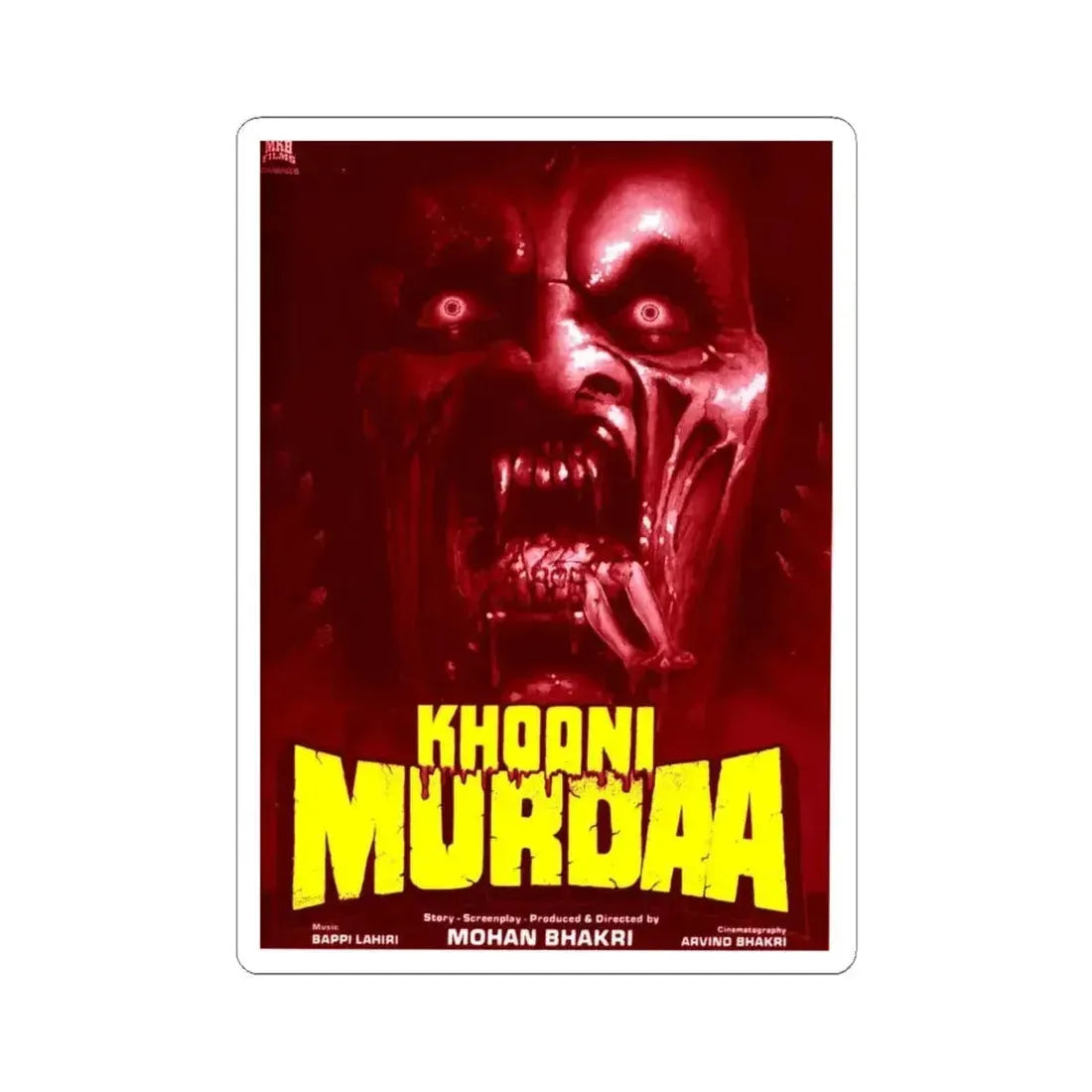 KHOONI MURDAA 1989 Movie Poster - STICKER Vinyl Kiss-Cut Decal 4 Inch White - The Sticker Space