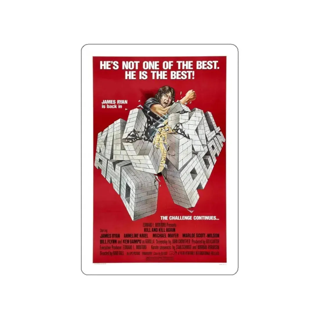 KILL AND KILL AGAIN 1981 Movie Poster STICKER Vinyl Die-Cut Decal 3 Inch - The Sticker Space